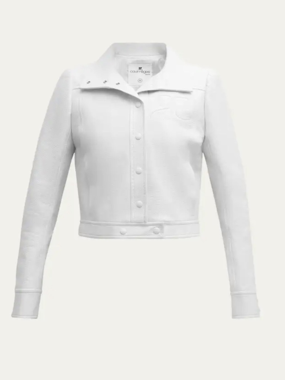 Courrges texture White vinyl Cropped Button-Front Jacket